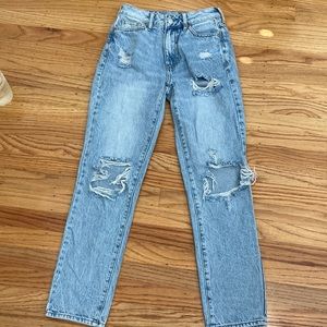 pacsun eco light blue distressed mom jeans